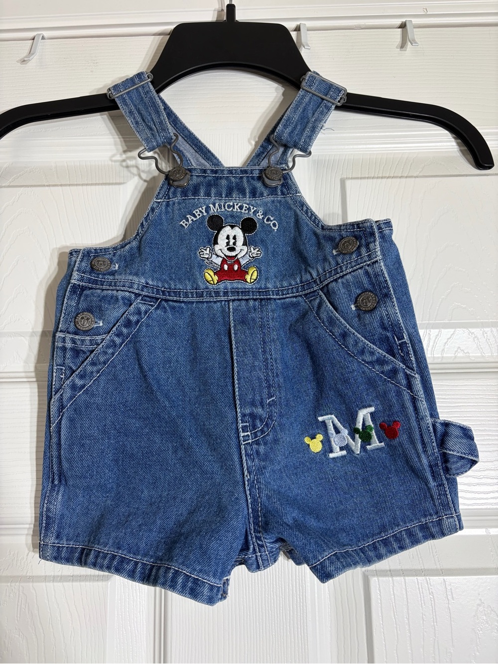 Vintage Disney Mickey Overalls Shortalls 6-9 months